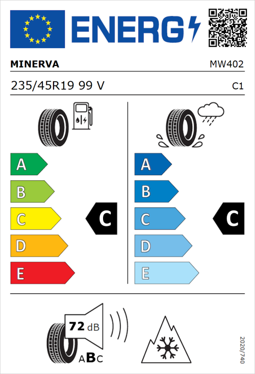 Tyre Label for Minerva Frostrack HP 235/45R19 99V
