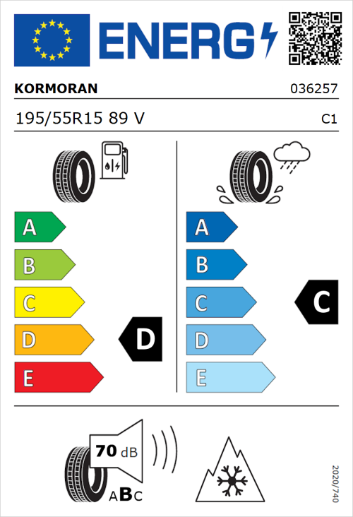 Tyre Label for Kormoran All Season 195/55R15 89V