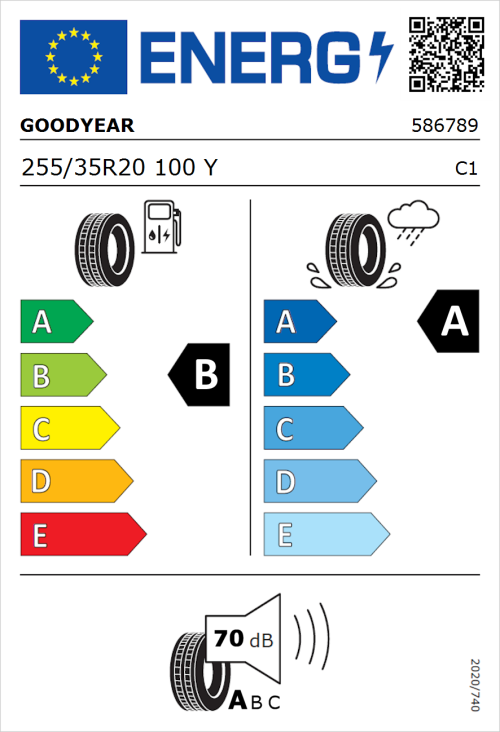Tyre Label for Goodyear Eagle F1 Asymmetric 5 255/35R20 100Y